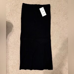 Zara Black Ribbed Midi Skirt
